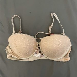 Pink Victoria’s Secret Light Pink Date Push Up Strappy Lace Bra Sz 36C